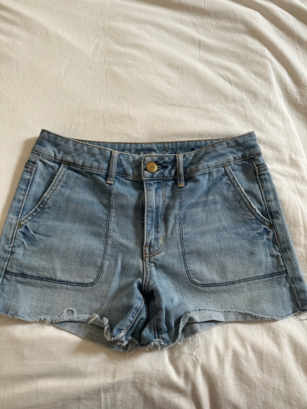 American Eagle Outfitters Light Blue Denim Frayed Hem Shorts